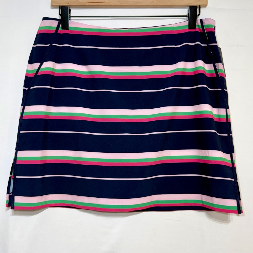 NEW Golftini Stay In Your Lane Striped Performance Skort Striped Size 6
